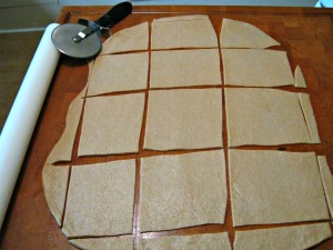 matzah dough cut